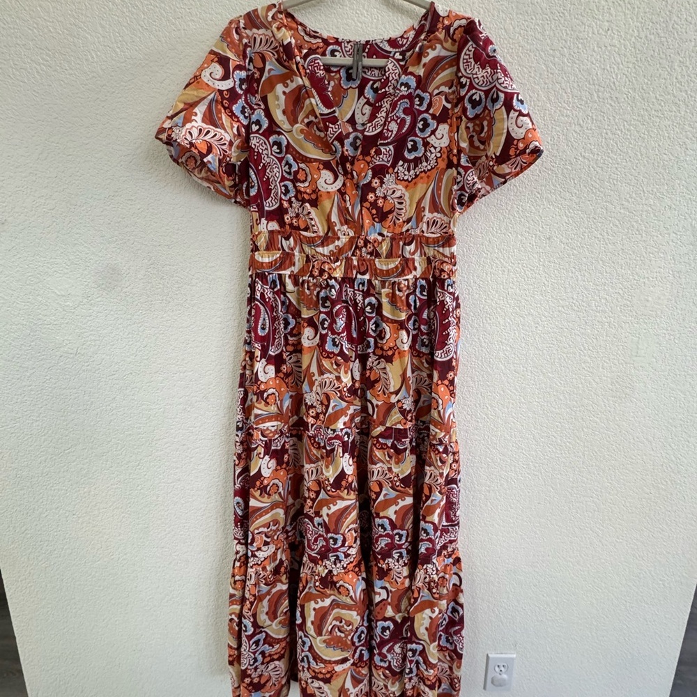 ANTHROPOLOGIE cotton, short sleeve mid length dress size large - Picture 6 of 12